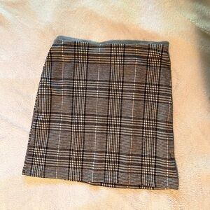 H&M Black and White Plaid Mini Skirt